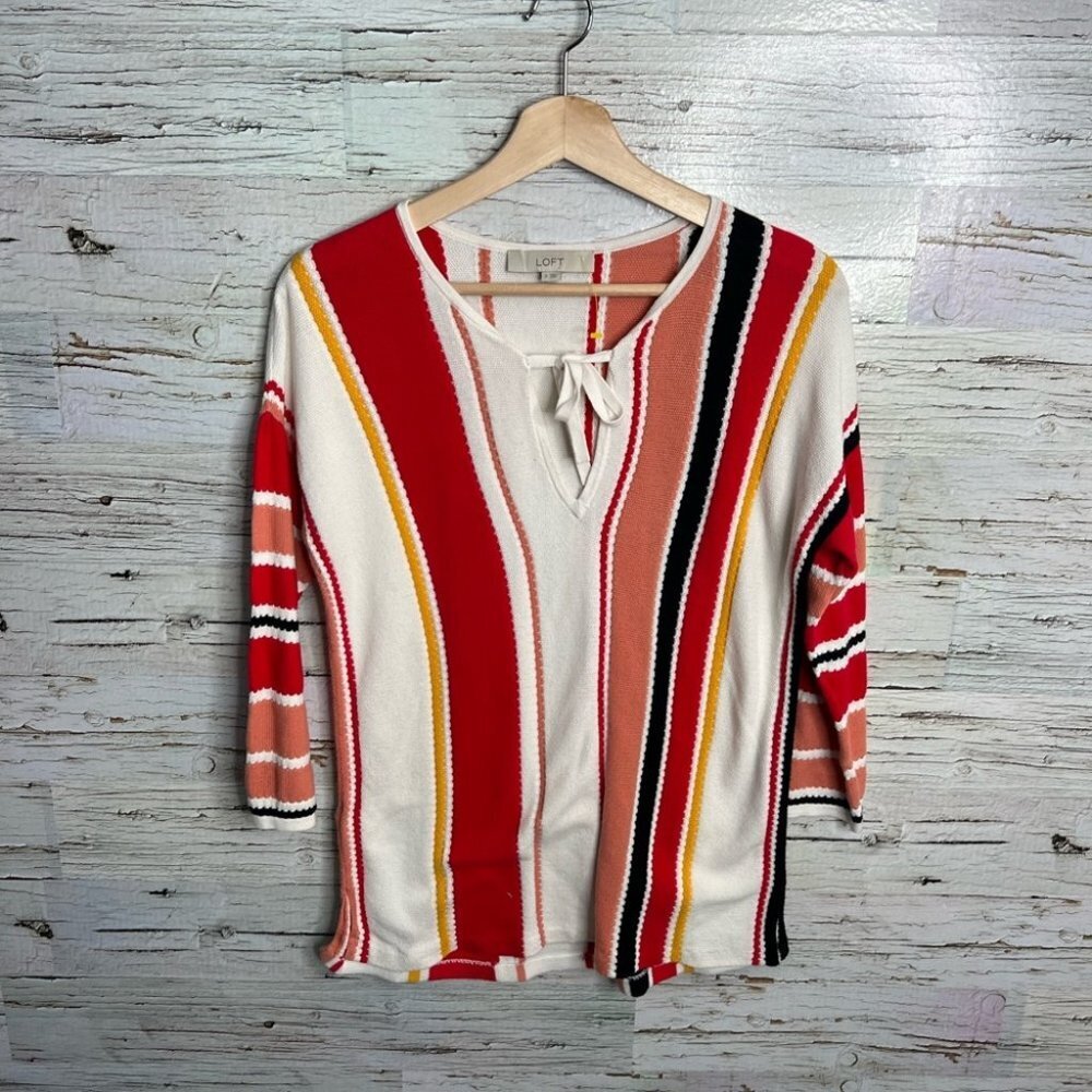 LOFT  Ann Taylor striped top size small red orange